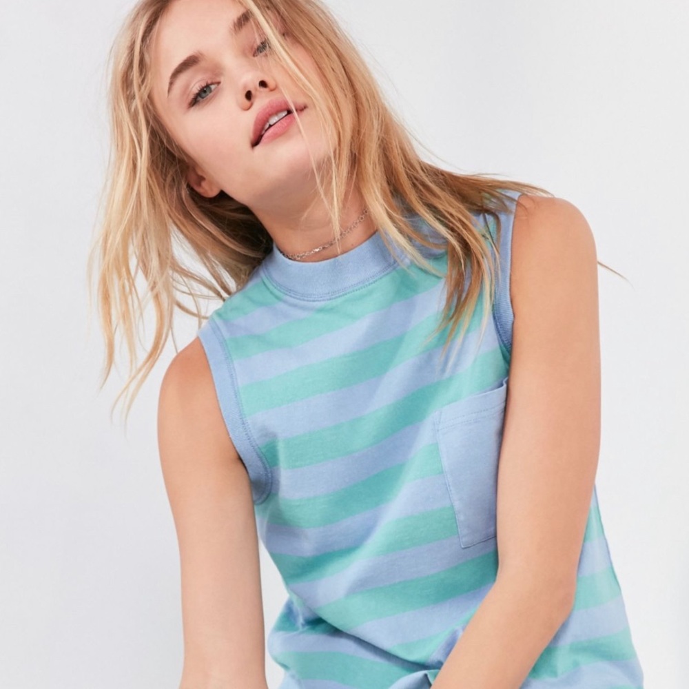 UO BDG Striped Mock-Neck Tank Top
